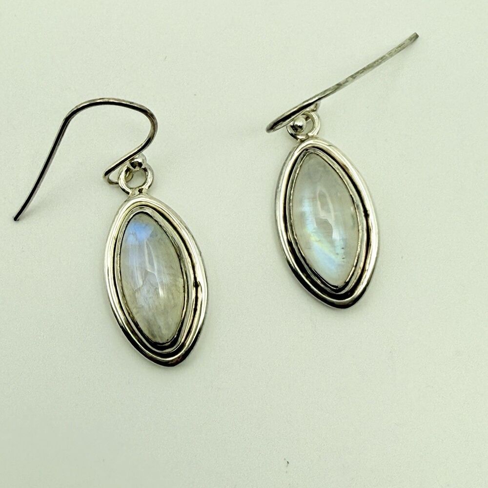Moonstone Marquise 925 Sterling Silver Dangle Earrings